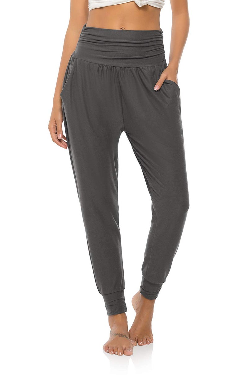 DIBAOLONG Womens Yoga Sweatpants Loose Workout Joggers Pants Comfy Lounge Pants with Pockets Dark Gray XL - Image 2